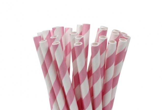 Cakepop paper straws Streep licht roze