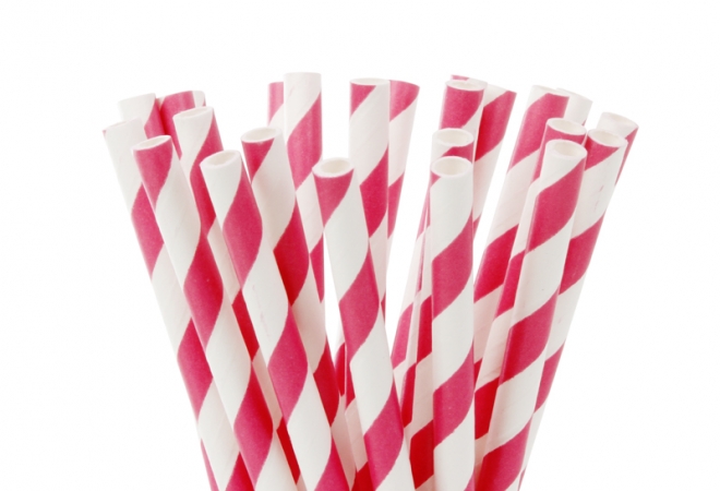 Cakepop paper straws Stripe fuchsia roze