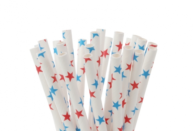 Cakepop paper straws Stars blue/red