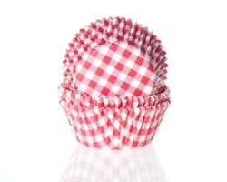 Baking cup Boerenbont ruit rood 50x33 mm