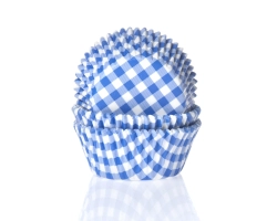 Baking cup Boerenbont ruit blauw 50x33 mm