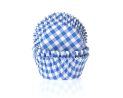 Baking cup Boerenbont ruit blauw 50x33 mm