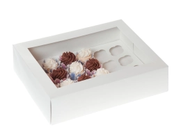 24 mini cupcakedoos wit met venster 9cm hoog