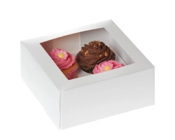 4 cupcakedoos wit MET VENSTER 9 cm hoog