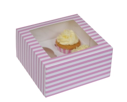 4 cupcakedoos Circus roze 9cm hoog