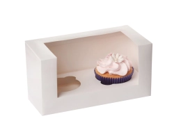 2 cupcake venster doos WIT incl inserts