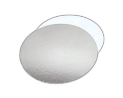 Rond cakeboard zilver en  wit 25 cm -2.5 mm