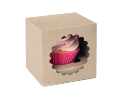 ECO-LINE 1 cupcakedoos KRAFT met venster incl inleggers Karton: FSC, recycled, Composteerbaar