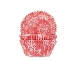 Baking cups Sneeuw kristal ROOD 50x33 mm