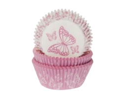 Baking cups Vlinder roze assorti
