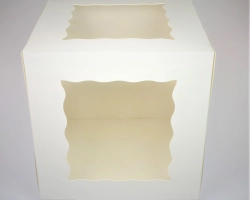 (Drip)Taartdoos 25x25x25cm  EXTRA hoog- twee vensters