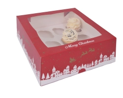 12 cupcakedoos Kerst met venster met inleggers