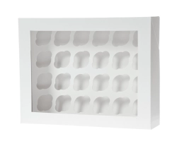 MINI 24 cupcakedoos WIT 9cm hoog- 2 stuks in retailverpakking
