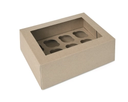 MINI 12 cupcakedoos KRAFT- 2 stuks in retailverpakking