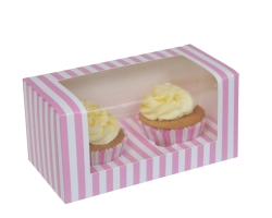 2 cupcake doos CIRCUS met venster  9cm hoog- verpakking 12 stuks