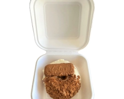 ECO Bentocake of hamburger doosje van suikerrietpulp 155x155x48mm (dicht 80mm)