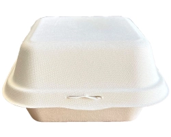 ECO Bentocake of hamburger doosje van suikerrietpulp 155x155x48mm (dicht 80mm)
