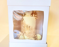 Hoge (35,5cm) venster taartdoos 25x25x35.5cm